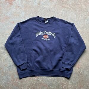 Vtg Harley Davidson Motorcycles Navy Blue Crewneck Sweatshirt Men's Size L